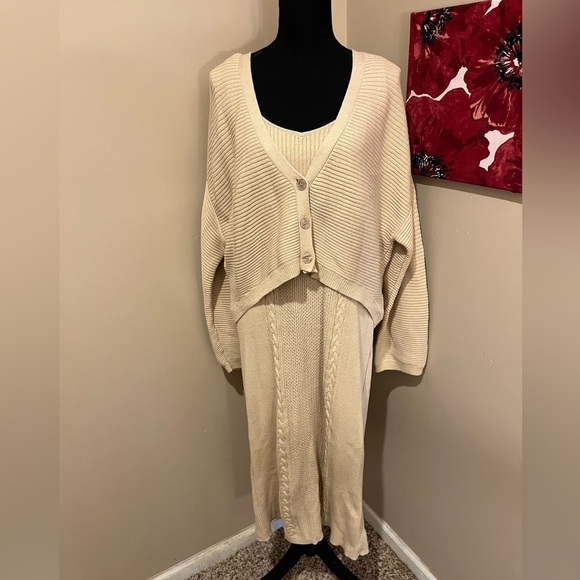 Sofia Jeans by Sofia Vergara Warm Sand Bodycon Knit Dress & Cardi Set, size XXXL - Picture 5 of 13